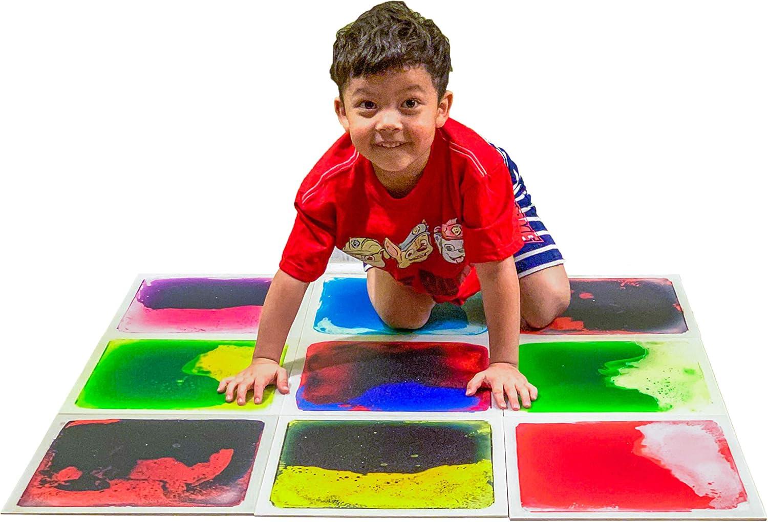 imageArt3d 10Tile Sensory Room Tiles MultiColor Liquid Encased Floor Playmat Kids Play Floor Tiles 197quot Large Tile 27 SqFtMulti Color 10 Styles
