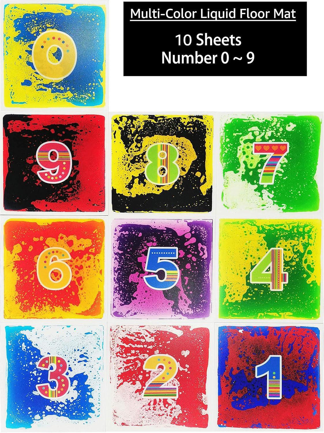 imageArt3d 10Tile Sensory Room Tiles MultiColor Liquid Encased Floor Playmat Kids Play Floor Tiles 197quot Large Tile 27 SqFtMulti Color 10 Styles