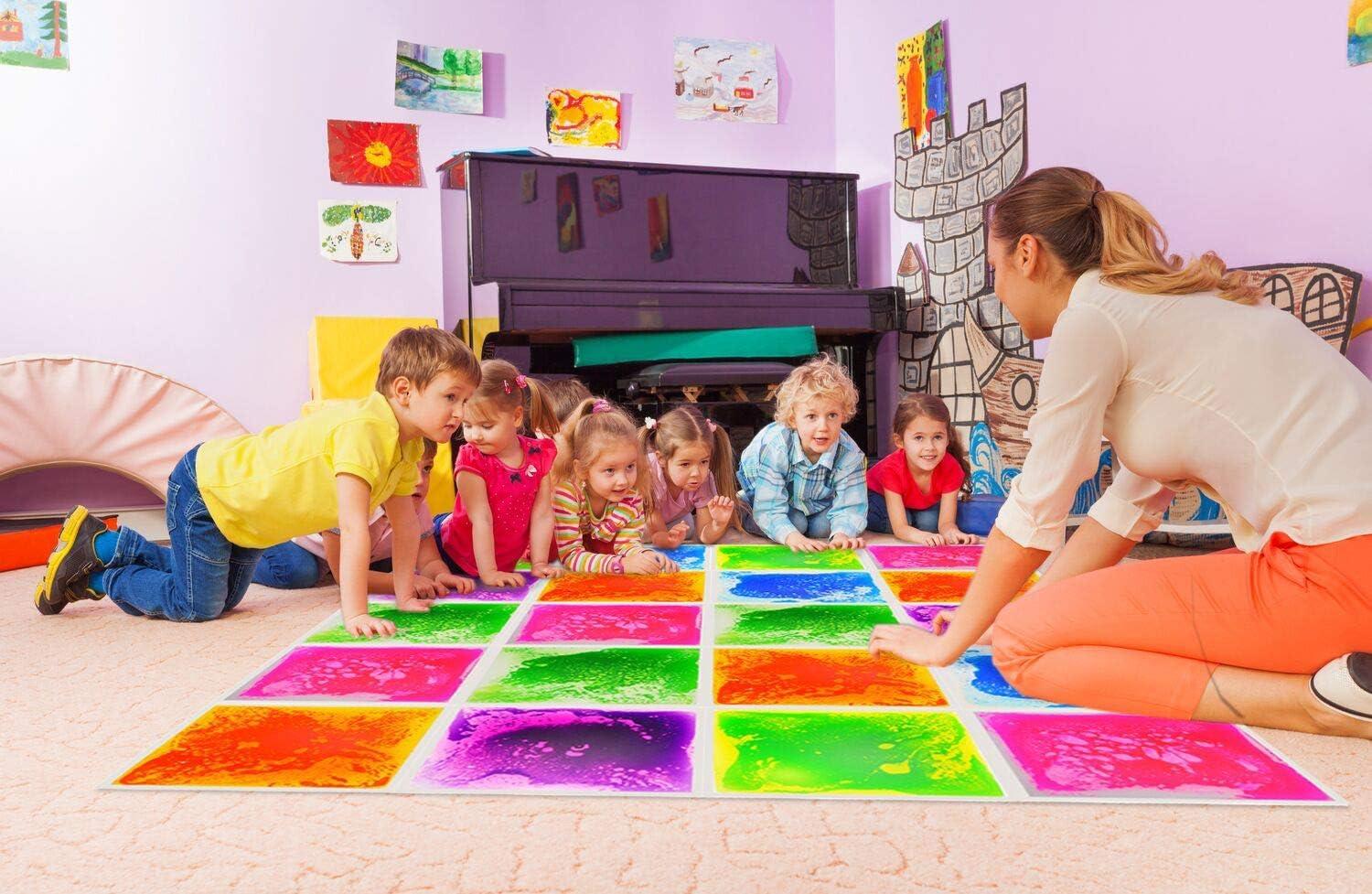 imageArt3d Liquid Sensory Floor Decorative Tiles158quotx158quot Square Colorful 4 TilesMulticoloured