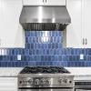 imageArt3d 10Sheet HeavyDuty Peel and Stick Backsplash SelfAdhesive Vinyl Wall Tiles for Kitchen Countertop Bathroom Light BlueDark Blue