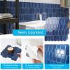 imageArt3d 10Sheet HeavyDuty Peel and Stick Backsplash SelfAdhesive Vinyl Wall Tiles for Kitchen Countertop Bathroom Light BlueDark Blue