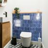 imageArt3d 10Sheet HeavyDuty Peel and Stick Backsplash SelfAdhesive Vinyl Wall Tiles for Kitchen Countertop Bathroom Light BlueDark Blue