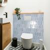 imageArt3d 10Sheet HeavyDuty Peel and Stick Backsplash SelfAdhesive Vinyl Wall Tiles for Kitchen Countertop Bathroom Light BlueLight Blue