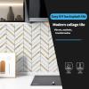 imageArt3d 10Sheet Herringbone Peel and Stick Backsplash Self Adhesive Marble Tiles Stick on Wall Tiles for Kitchen BathroomWhite Mixed Gold MetalWhite Mixed Gold Metal