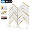 imageArt3d 10Sheet Herringbone Peel and Stick Backsplash Self Adhesive Marble Tiles Stick on Wall Tiles for Kitchen BathroomWhite Mixed Gold MetalWhite Mixed Gold Metal