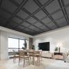 imageArt3d 12Pack Drop Relief Ceiling Tiles for Home Office ampamp Commercial Space 24 x 24in PVC Waterproof 3D Wall Panels Cover 48 Sq Ft WhiteSquare Black