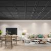imageArt3d 12Pack Drop Relief Ceiling Tiles for Home Office ampamp Commercial Space 24 x 24in PVC Waterproof 3D Wall Panels Cover 48 Sq Ft WhiteSquare Black