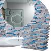 imageArt3d 6Pack White Mother of Pearl MOP Shell Tile for Shower Wall 12quot x 12quot Natural White HerringboneBlue Marble