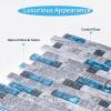 imageArt3d 6Pack White Mother of Pearl MOP Shell Tile for Shower Wall 12quot x 12quot Natural White HerringboneBlue Marble
