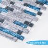 imageArt3d 6Pack White Mother of Pearl MOP Shell Tile for Shower Wall 12quot x 12quot Natural White HerringboneBlue Marble
