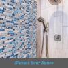 imageArt3d 6Pack White Mother of Pearl MOP Shell Tile for Shower Wall 12quot x 12quot Natural White HerringboneBlue Marble