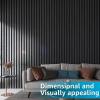 imageArt3d 8 Pack 104quot x 67quot Slat Wall Paneling Glossy Metal Finish WPC 3D Wall Panels 3D Panels for Interior Wall Decor Living Room Bedroom  Elegant ChampagneWood FinishClassic Black