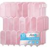 imageArt3d 12 x 12 Inch HeavyDuty Peel and Stick Backsplash SelfAdhesive Wall Tiles for Kitchen Bathroom Decor 10Pack PinkPink