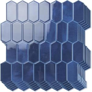 imageArt3d 10Sheet HeavyDuty Peel and Stick Backsplash SelfAdhesive Vinyl Wall Tiles for Kitchen Countertop Bathroom Light BlueDark Blue