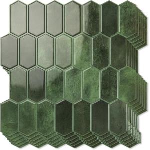 imageArt3d 10Sheet HeavyDuty Peel and Stick Backsplash SelfAdhesive Vinyl Wall Tiles for Kitchen Countertop Bathroom Light BlueGreen