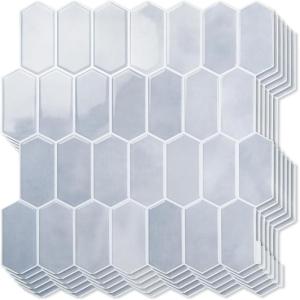 imageArt3d 10Sheet HeavyDuty Peel and Stick Backsplash SelfAdhesive Vinyl Wall Tiles for Kitchen Countertop Bathroom Light BlueLight Blue