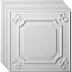 imageArt3d 12Pack Drop Relief Ceiling Tiles for Home Office ampamp Commercial Space 24 x 24in PVC Waterproof 3D Wall Panels Cover 48 Sq Ft WhiteCloudwhite