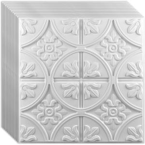 imageArt3d 12Pack Drop Relief Ceiling Tiles for Home Office ampamp Commercial Space 24 x 24in PVC Waterproof 3D Wall Panels Cover 48 Sq Ft WhiteWhite