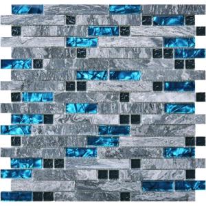 imageArt3d 6Pack White Mother of Pearl MOP Shell Tile for Shower Wall 12quot x 12quot Natural White HerringboneBlue Marble