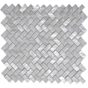 imageArt3d 6Pack White Mother of Pearl MOP Shell Tile for Shower Wall 12quot x 12quot Natural White HerringboneNatural White 6pcs