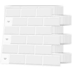 imageArt3d Backsplash Tile for Kitchen Peel and Stick 10Sheet Stick on Subway Tiles for Kitchem Bathroom Back Splashes 12quotx12quot White with Gray Grout