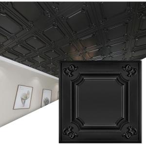 imageArt3d Drop Ceiling Tiles 24x24 in White 12Pack 48 Sqft Wainscoting Panels Glue Up 2x2Black