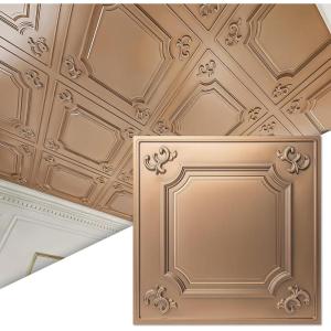 imageArt3d Drop Ceiling Tiles 24x24 in White 12Pack 48 Sqft Wainscoting Panels Glue Up 2x2Bronze