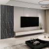 imageArt3d 8Pack 96 x 6in WPC Acoustic Slat Wall Panel for Modern Interior Decor TV Background Living Room Matte WhiteGranite