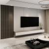 imageArt3d 8Pack 96 x 6in WPC Acoustic Slat Wall Panel for Modern Interior Decor TV Background Living Room Matte WhiteGrey Oak