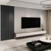 imageArt3d 8Pack 96 x 6in WPC Acoustic Slat Wall Panel for Modern Interior Decor TV Background Living Room Matte WhiteMatte Black