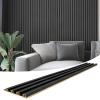 imageArt3d 8Pack 96 x 6in WPC Acoustic Slat Wall Panel for Modern Interior Decor TV Background Living Room Matte WhiteMatte Black