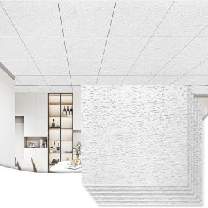 imageArt3d 10Pack Stucco Texture Drop Ceiling Tiles 2x4 FT  FireRated Waterproof Reusable  Premium PVC 24x48 Inch Ceiling Panels for Living Room Kitchen Bathroom Basement Office WhiteStucco White1