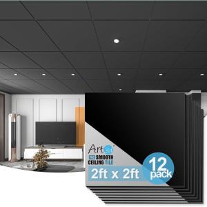 imageArt3d 10Pack Stucco Texture Drop Ceiling Tiles 2x4 FT  FireRated Waterproof Reusable  Premium PVC 24x48 Inch Ceiling Panels for Living Room Kitchen Bathroom Basement Office WhiteBlack1