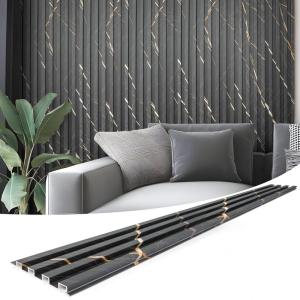 imageArt3d 8Pack 96 x 6in WPC Acoustic Slat Wall Panel for Modern Interior Decor TV Background Living Room Matte WhiteGranite