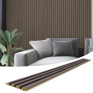 imageArt3d 8Pack 96 x 6in WPC Acoustic Slat Wall Panel for Modern Interior Decor TV Background Living Room Matte WhiteGrey Oak