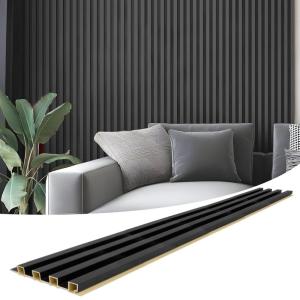 imageArt3d 8Pack 96 x 6in WPC Acoustic Slat Wall Panel for Modern Interior Decor TV Background Living Room Matte WhiteMatte Black