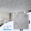 imageArt3d Drop Ceiling Tiles 24x24 in Bronze 12Pack 48 Sqft 3D Wainscoting Panels Glue Up 2x2Argent Silver
