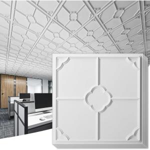imageArt3d 12Pack Lightweight Drop Ceiling Tiles for Suspended Grid 2x2 ft Ceiling Panels in Black Cover 48 SqFtWhite