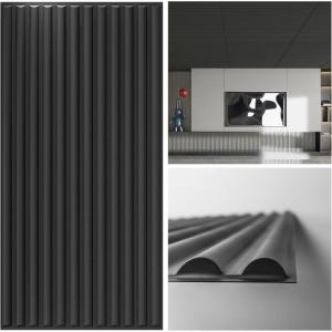 imageArt3d 2x4 ft Drop Ceiling Tiles in Walnut 12Sheet SemiCylinder Design 3D Wall Panels for Interior Wall Decor 24x48 inchSemiCylinder Black