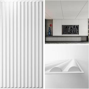 imageArt3d 2x4 ft Drop Ceiling Tiles in Walnut 12Sheet SemiCylinder Design 3D Wall Panels for Interior Wall Decor 24x48 inchSemiCylinder White