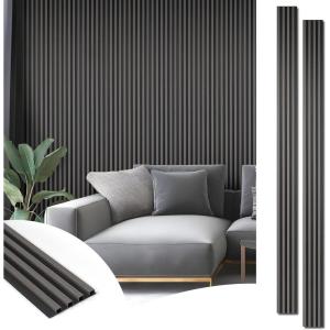 imageArt3d 8Pack WPC Wood Slat Wall Panel for Interior Wall Dcor 3D Wood Fluted Acoustic Wall Paneling for Living Room Bedroom Home ampamp Office Accent Wall Decor  96 x 6 Inch GreyGray