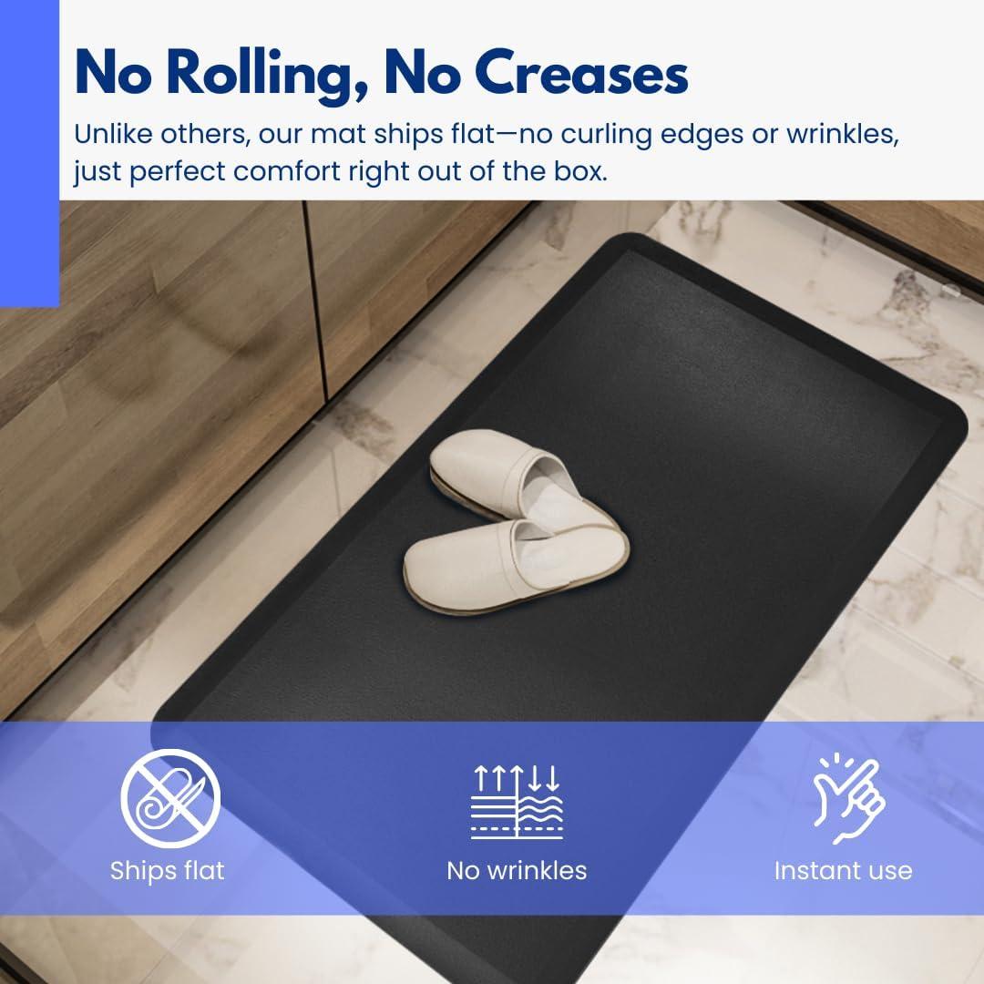 imageArt3d 1quot Thick Kitchen Mats for Floor Waterproof 20quot X 39quot Cushioned Comfort Mat Long Anti Fatigue Mats for Kitchen Ergonomic Standing Office Desk Home and Garage RedSquare Black