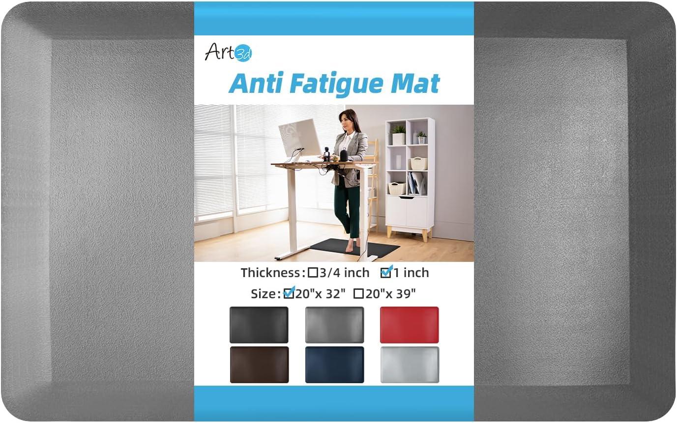 imageArt3d 1quot Thick Kitchen Mats for Floor Waterproof 20quot X 39quot Cushioned Comfort Mat Long Anti Fatigue Mats for Kitchen Ergonomic Standing Office Desk Home and Garage RedGrey