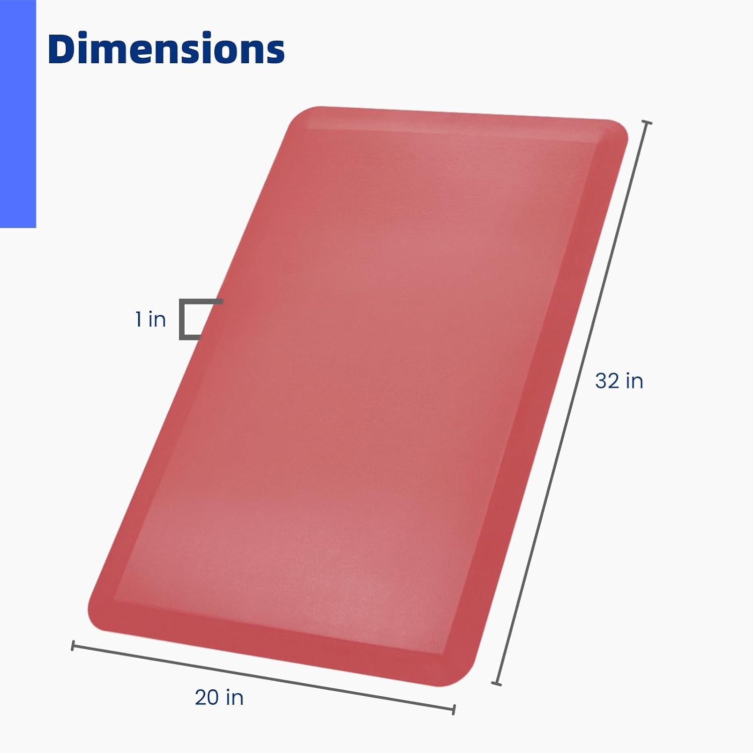 imageArt3d 1quot Thick Kitchen Mats for Floor Waterproof 20quot X 39quot Cushioned Comfort Mat Long Anti Fatigue Mats for Kitchen Ergonomic Standing Office Desk Home and Garage RedRed
