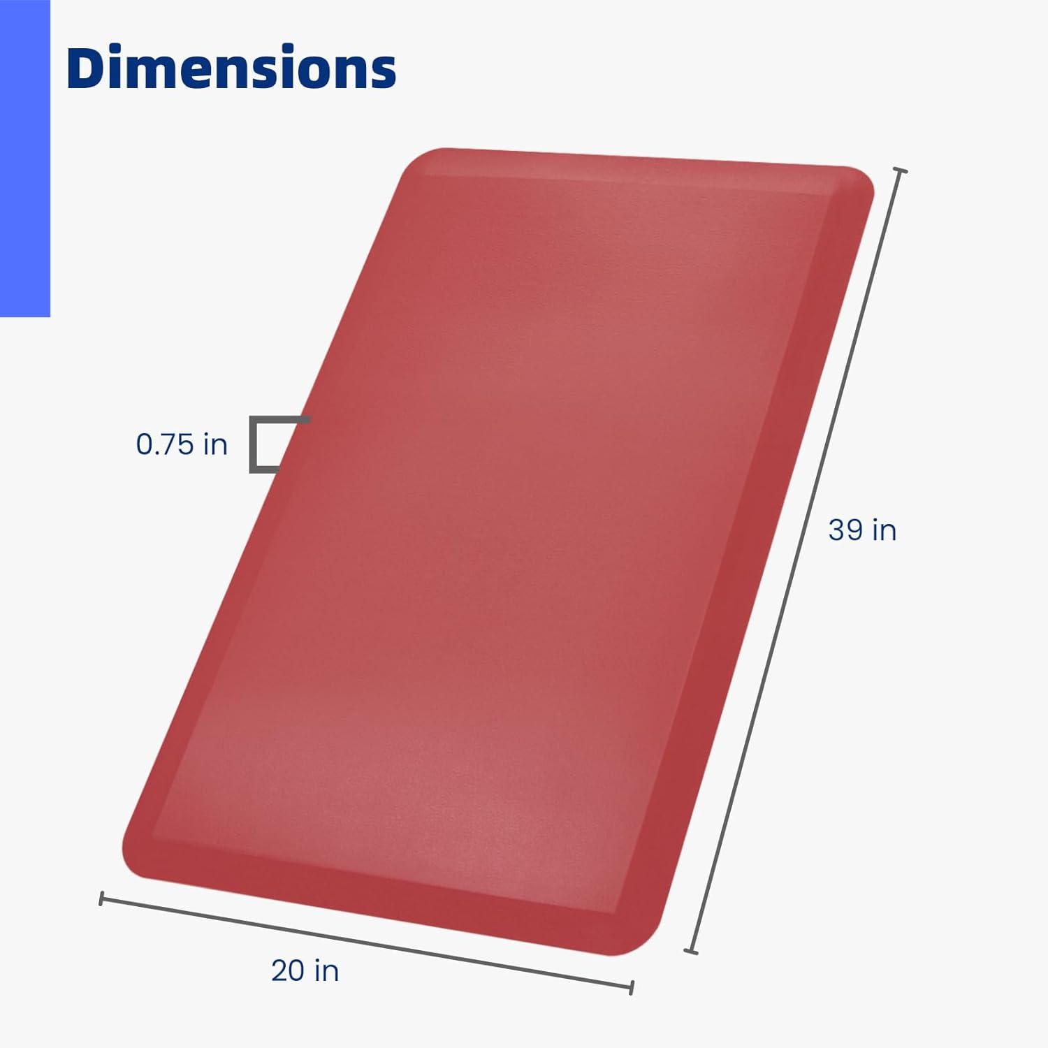 imageArt3d 1quot Thick Kitchen Mats for Floor Waterproof 20quot X 39quot Cushioned Comfort Mat Long Anti Fatigue Mats for Kitchen Ergonomic Standing Office Desk Home and Garage RedRed