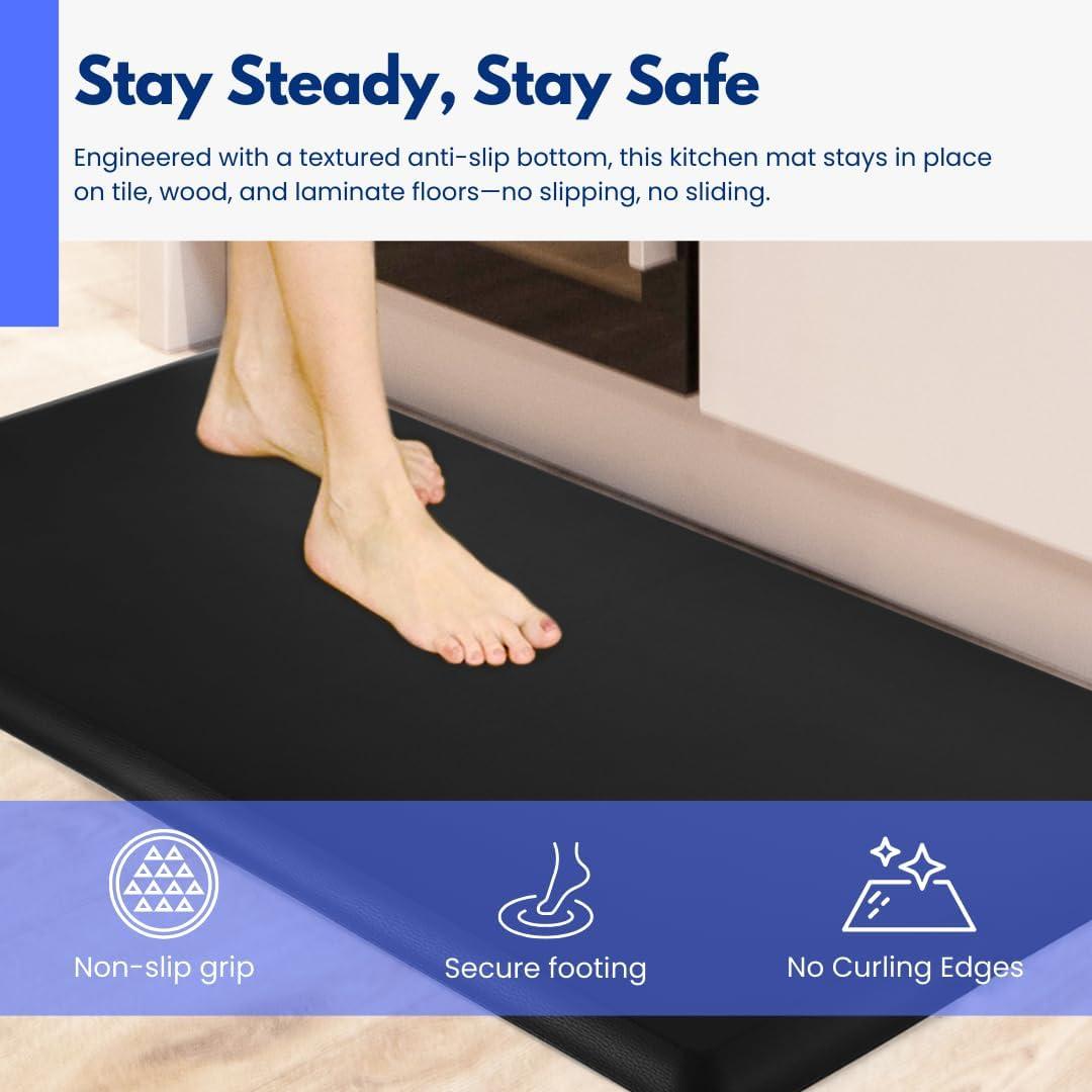 imageArt3d 1quot Thick Kitchen Mats for Floor Waterproof 20quot X 39quot Cushioned Comfort Mat Long Anti Fatigue Mats for Kitchen Ergonomic Standing Office Desk Home and Garage RedBlack