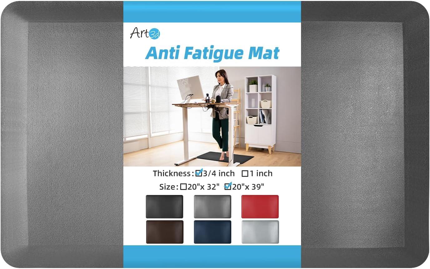 imageArt3d 1quot Thick Kitchen Mats for Floor Waterproof 20quot X 39quot Cushioned Comfort Mat Long Anti Fatigue Mats for Kitchen Ergonomic Standing Office Desk Home and Garage RedGrey