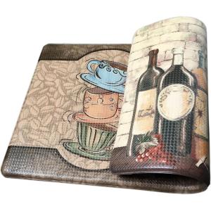 imageArt3d 1quot Thick Kitchen Mats for Floor Waterproof 20quot X 39quot Cushioned Comfort Mat Long Anti Fatigue Mats for Kitchen Ergonomic Standing Office Desk Home and Garage RedMulticolorAssorted
