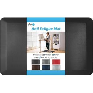 imageArt3d 1quot Thick Kitchen Mats for Floor Waterproof 20quot X 39quot Cushioned Comfort Mat Long Anti Fatigue Mats for Kitchen Ergonomic Standing Office Desk Home and Garage RedBlack