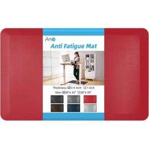 imageArt3d 1quot Thick Kitchen Mats for Floor Waterproof 20quot X 39quot Cushioned Comfort Mat Long Anti Fatigue Mats for Kitchen Ergonomic Standing Office Desk Home and Garage RedRed